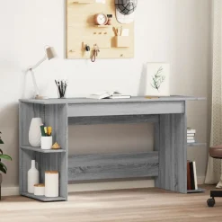vidaXL skrivebord 140x50x75 cm konstrueret træ grå sonoma-eg