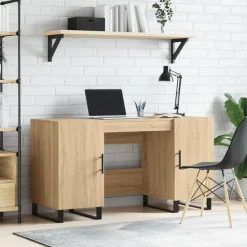 vidaXL skrivebord 140x50x75 cm konstrueret træ sonoma-eg