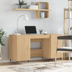 vidaXL skrivebord 140x50x75 cm konstrueret træ sonoma-eg