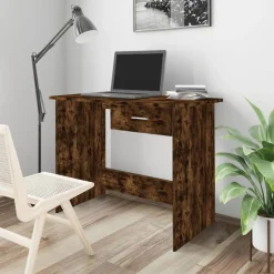 vidaXL skrivebord 100x50x76 cm konstrueret træ røget egetræsfarve