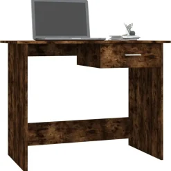 vidaXL skrivebord 100x50x76 cm konstrueret træ røget egetræsfarve