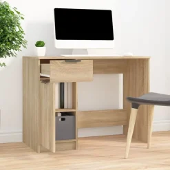 vidaXL skrivebord 100x50x75 cm konstrueret træ sonoma-eg