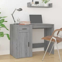 vidaXL skrivebord 100x49x75 cm konstrueret træ grå sonoma-eg