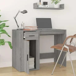 vidaXL skrivebord 100x49x75 cm konstrueret træ grå sonoma-eg