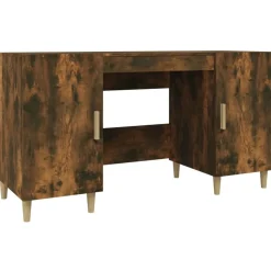 vidaXL skrivebord 140x50x75 cm konstrueret træ røget egetræsfarve