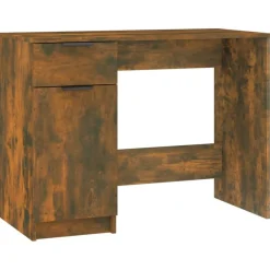 vidaXL skrivebord 100x50x75 cm konstrueret træ røget egetræsfarve