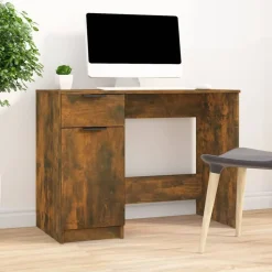 vidaXL skrivebord 100x50x75 cm konstrueret træ røget egetræsfarve