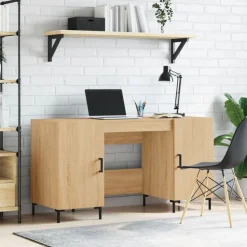 vidaXL skrivebord 140x50x75 cm konstrueret træ sonoma-eg