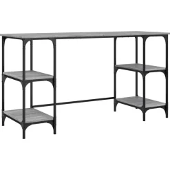 vidaXL skrivebord 140x50x75 cm metal og konstrueret træ grå sonoma-eg