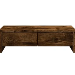 vidaXL skærmholder med skuffer 50x27x15 cm konstrueret træ røget eg