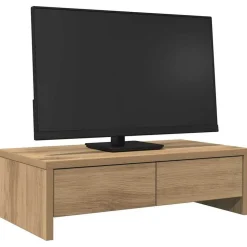 vidaXL skærmholder med skuffer 50x27x15 cm konstrueret træ kunsteg
