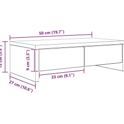 vidaXL skærmholder med skuffer 50x27x15 cm konstrueret træ kunsteg