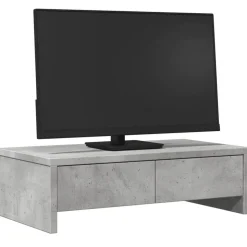 vidaXL skærmholder med skuffer 50x27x15 cm konstrueret træ betongrå