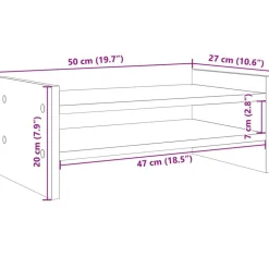 vidaXL skærmholder 50x27x20 cm konstrueret træ betongrå