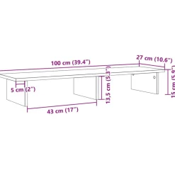 vidaXL skærmholder 100x27x15 cm konstrueret træ kunsteg