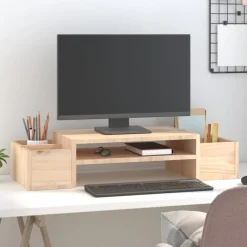 vidaXL skærmholder 70x27,5x15 cm massivt fyrretræ