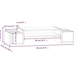 vidaXL skærmholder 70x27,5x15 cm massivt fyrretræ