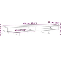 vidaXL skærmholder 100x27x14 cm massivt fyrretræ