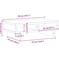 vidaXL skærmstander 50x27x15 cm konstrueret træ røget egetræsfarve