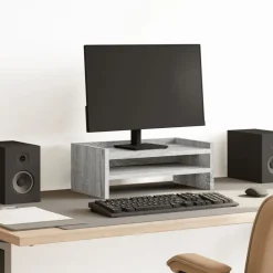 vidaXL skærmstander 42x24x16 cm konstrueret træ grå sonoma-eg