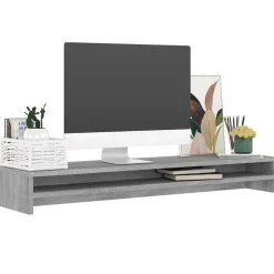 vidaXL skærmstander 100x24x13 cm konstrueret træ grå sonoma-eg