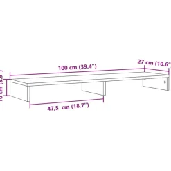 vidaXL skærmstander 100x27x10 cm konstrueret træ betongrå