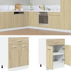 vidaXL skuffebundskab "Lyon" Sonoma eg 60x46x81,5 cm konstrueret træ
