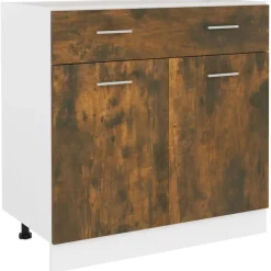 vidaXL skuffebundskab "Lyon" røget eg 80x46x81,5 cm konstrueret træ
