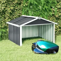 vidaXL skur til robotplæneklipper 92x97x63 cm galvaniseret stål grå