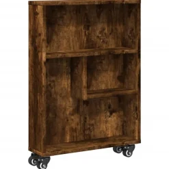 vidaXL smal opbevaringsvogn 48x13x68 cm konstrueret træ røget egetræ