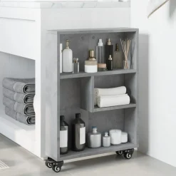vidaXL smal opbevaringsvogn 48x13x68 cm konstrueret træ betongrå
