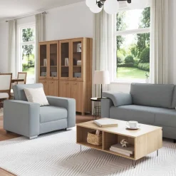 vidaXL Sofa 3 pcs Lysegrå 219 x 80 x 82 cm Linned-blandet stof