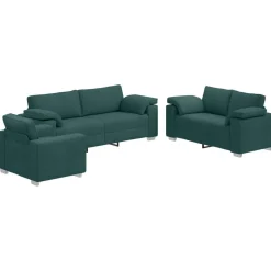 vidaXL Sofa 3 pcs Mørkegrøn 219 x 80 x 82 cm Linned-blandet stof