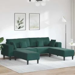 vidaXL Sofa 3 pcs Mørkegrøn 250 x 188 x 76 cm Fløjl