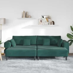 vidaXL Sofa 3 pcs Mørkegrøn 250 x 188 x 76 cm Fløjl