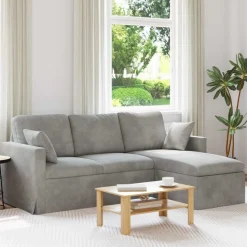 vidaXL Sofa Lysegrå 198 x 134 x 80 cm Fløjl