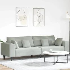 vidaXL Sofa Lysegrå 250 x 77 x 76 cm Fløjl