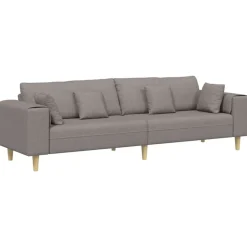 vidaXL Sofa med pude Gråbrun 250 x 77 x 76 cm Stof