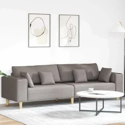 vidaXL Sofa med pude Gråbrun 250 x 77 x 76 cm Stof