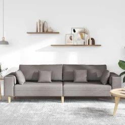 vidaXL Sofa med pude Gråbrun 250 x 77 x 76 cm Stof