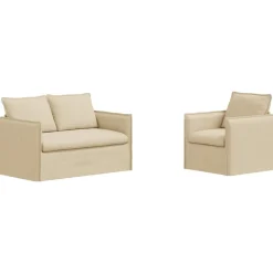vidaXL Sofa Sæt 2 pcs Cremefarvet 136 x 82 x 85 cm Stof