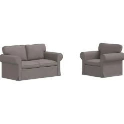 vidaXL Sofa Sæt 2 pcs Gråbrun 155 x 82 x 80 cm Stof