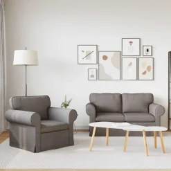 vidaXL Sofa Sæt 2 pcs Gråbrun 155 x 82 x 80 cm Stof