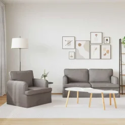 vidaXL Sofa Sæt 2 pcs Gråbrun 162 x 80 x 85 cm Stof