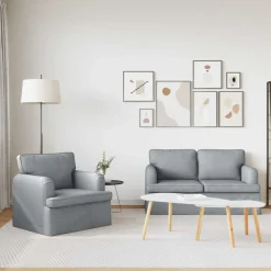 vidaXL Sofa Sæt 2 pcs Lysegrå 144 x 80 x 85 cm Stof