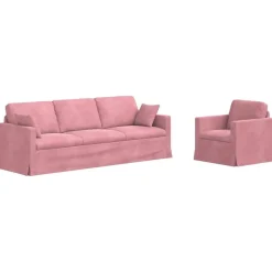 vidaXL Sofa Sæt 2 pcs Lyserød 228 x 78 x 80 cm Fløjl