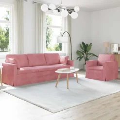vidaXL Sofa Sæt 2 pcs Lyserød 228 x 78 x 80 cm Fløjl