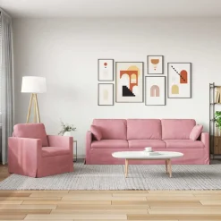 vidaXL Sofa Sæt 2 pcs Lyserød 228 x 78 x 80 cm Fløjl