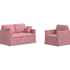 vidaXL Sofa Sæt 2 pcs Lyserød 138 x 78 x 80 cm Fløjl