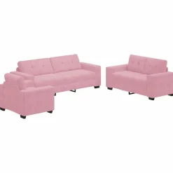 vidaXL Sofa Sæt 3 pcs Lyserød 221 x 80 x 80 cm Fløjl